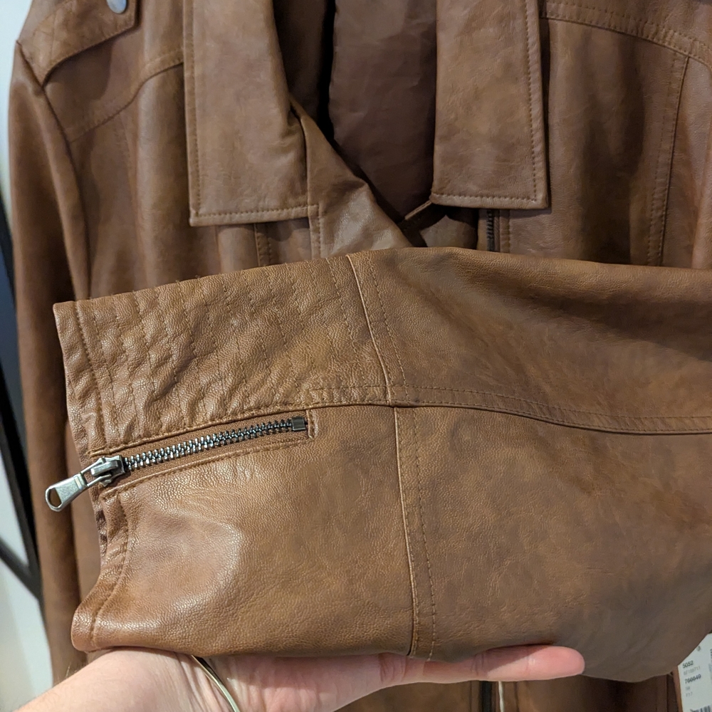 Brown Leather Jacket 5X - Picture 4 of 5